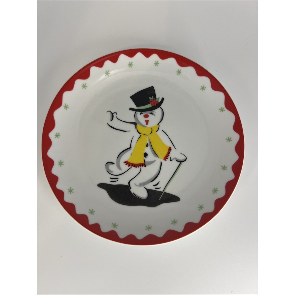 2002 Becky Denny Boston Warehouse Dancing Snowman 6.5" Plate Vintage‎
